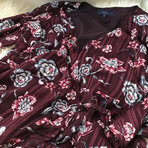 Rachel Rachel Roy Caron Metallic Floral Wrap Dress
